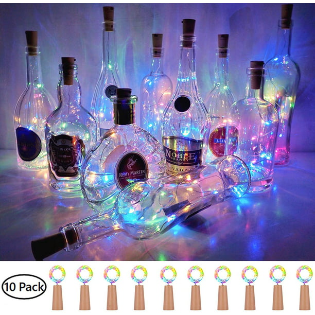 10 pcs Copper Wire Wine Bottle String 10/20 beads LED lights Xmas Party Decor US